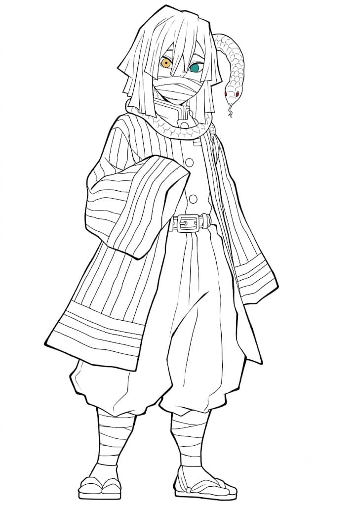 Obanai Iguro Demon Slayer Ausmalbild