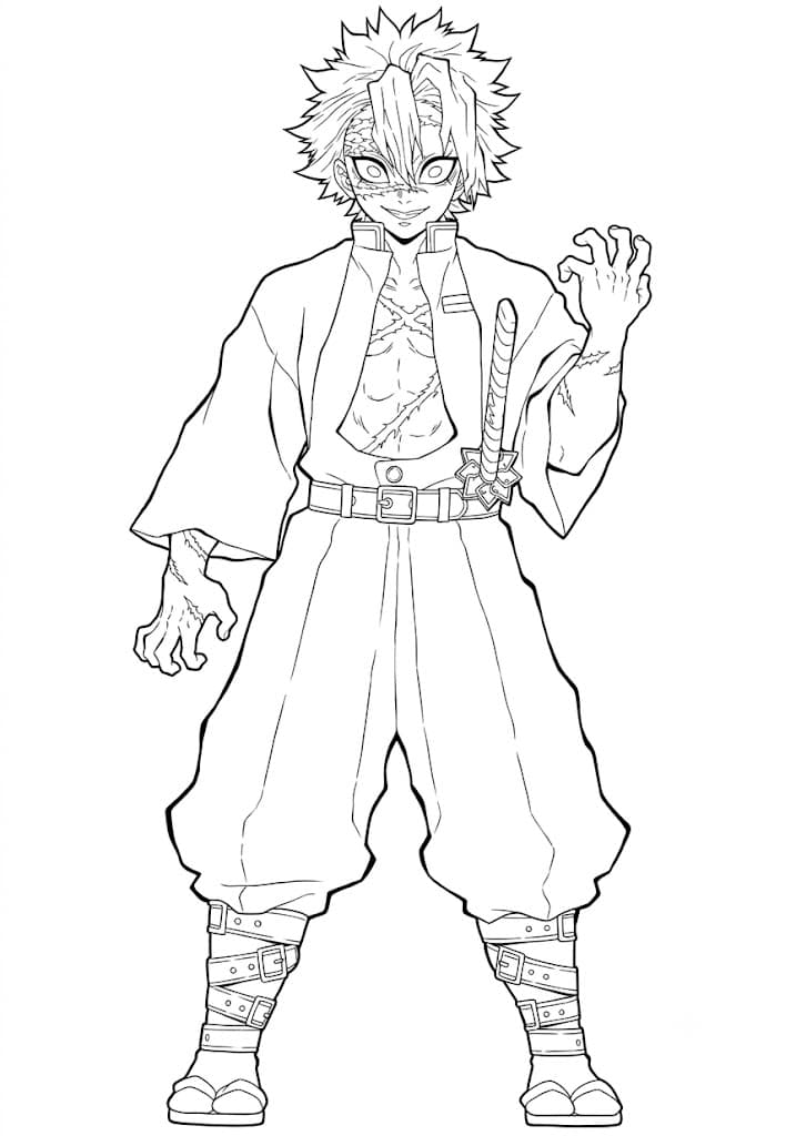 Sanemi Shinazugawa Demon Slayer Ausmalbild