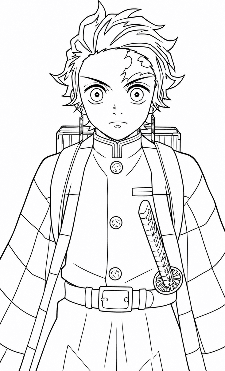 Tanjiro Demon Slayer Ausmalbild