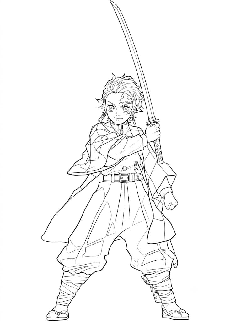 Tanjiro Kamado Demon Slayer Ausmalbild