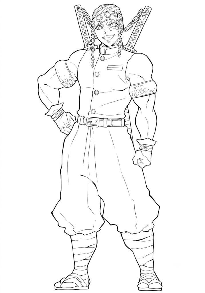 Tengen Uzui Demon Slayer Ausmalbild