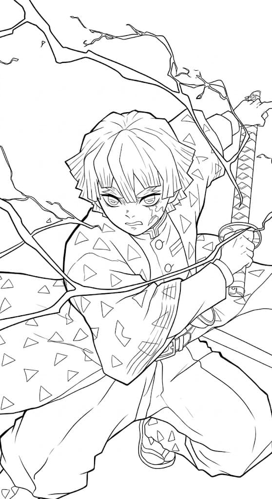 Zenitsu Agatsuma Demon Slayer Ausmalbild