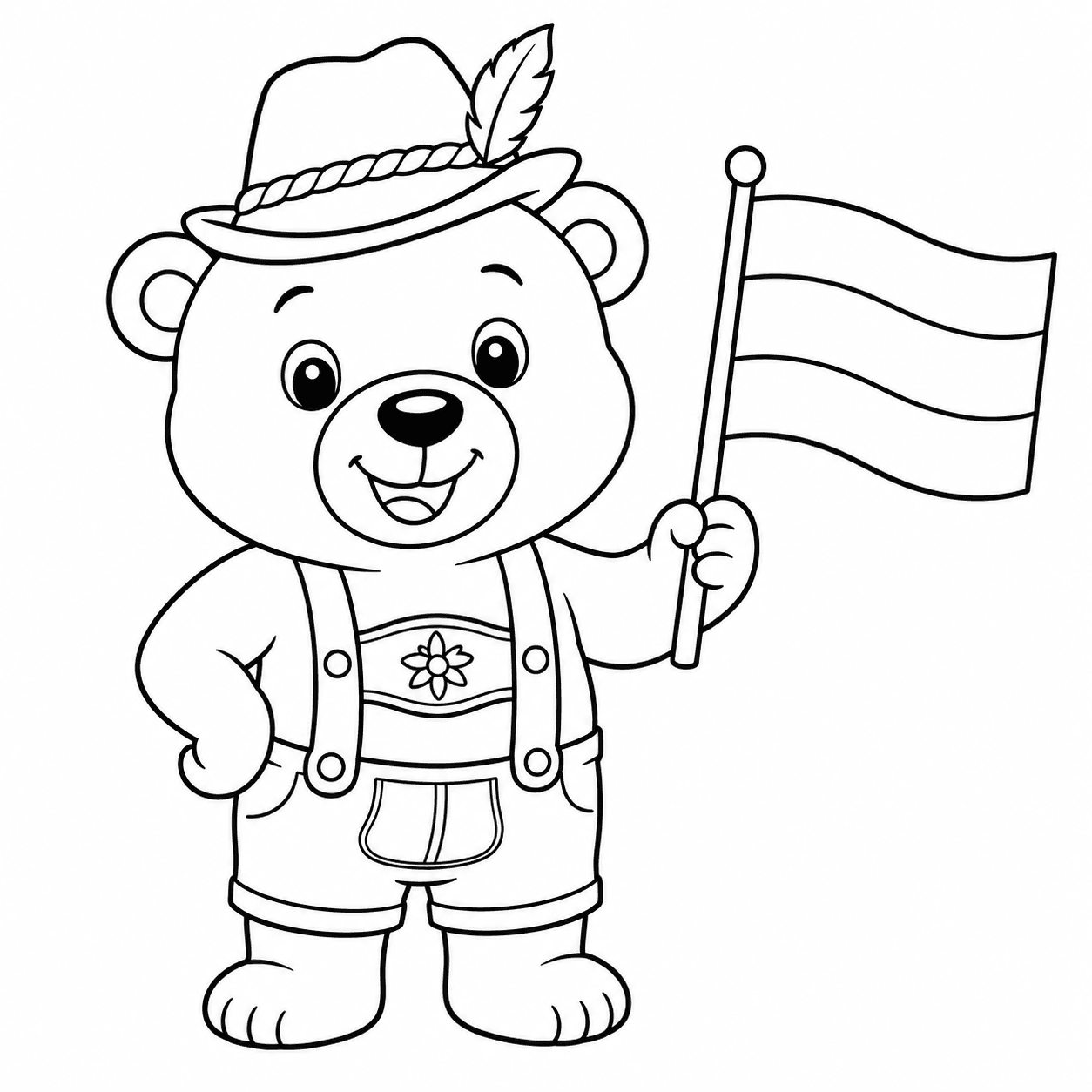 Bär mit Deutschland Flagge Ausmalbild