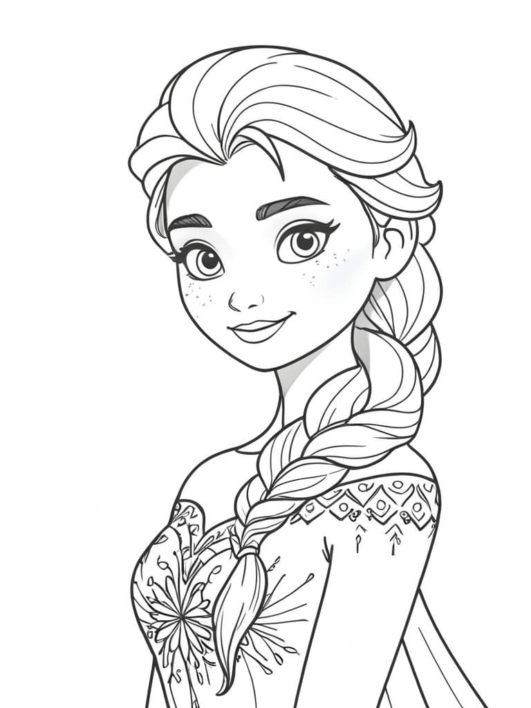 Elsa im eisblauen Kleid Ausmalbild