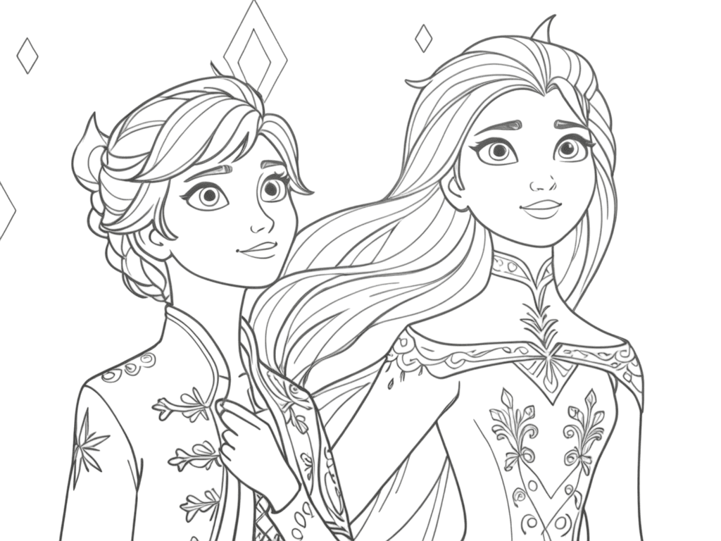 Elsa und Anna Porträt Ausmalbild