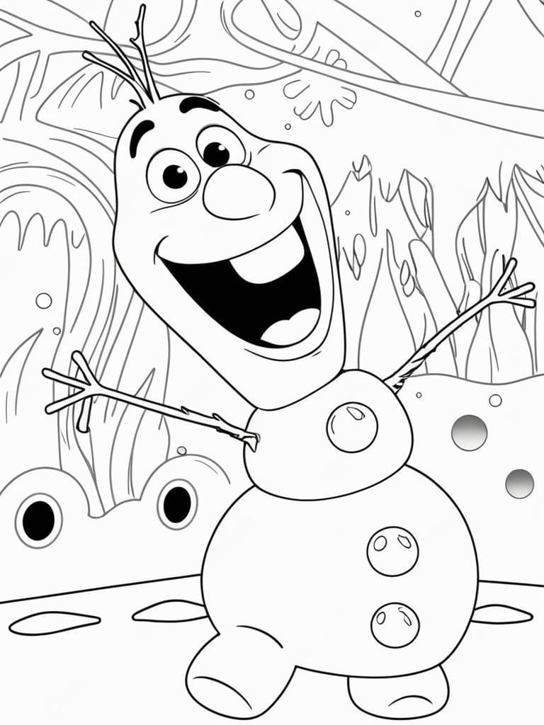 Olaf im Schnee Ausmalbild