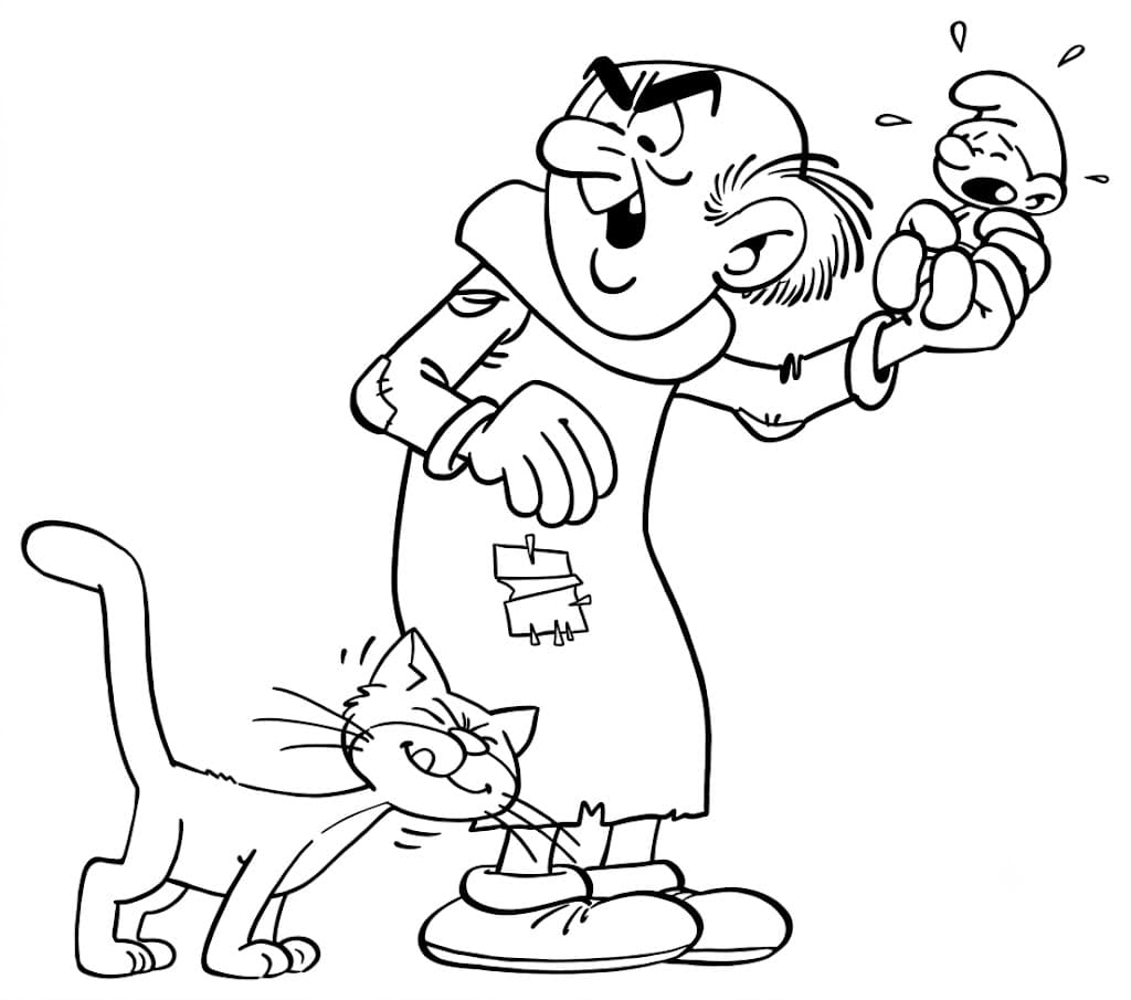 Schlümpfe und Gargamel Ausmalbild