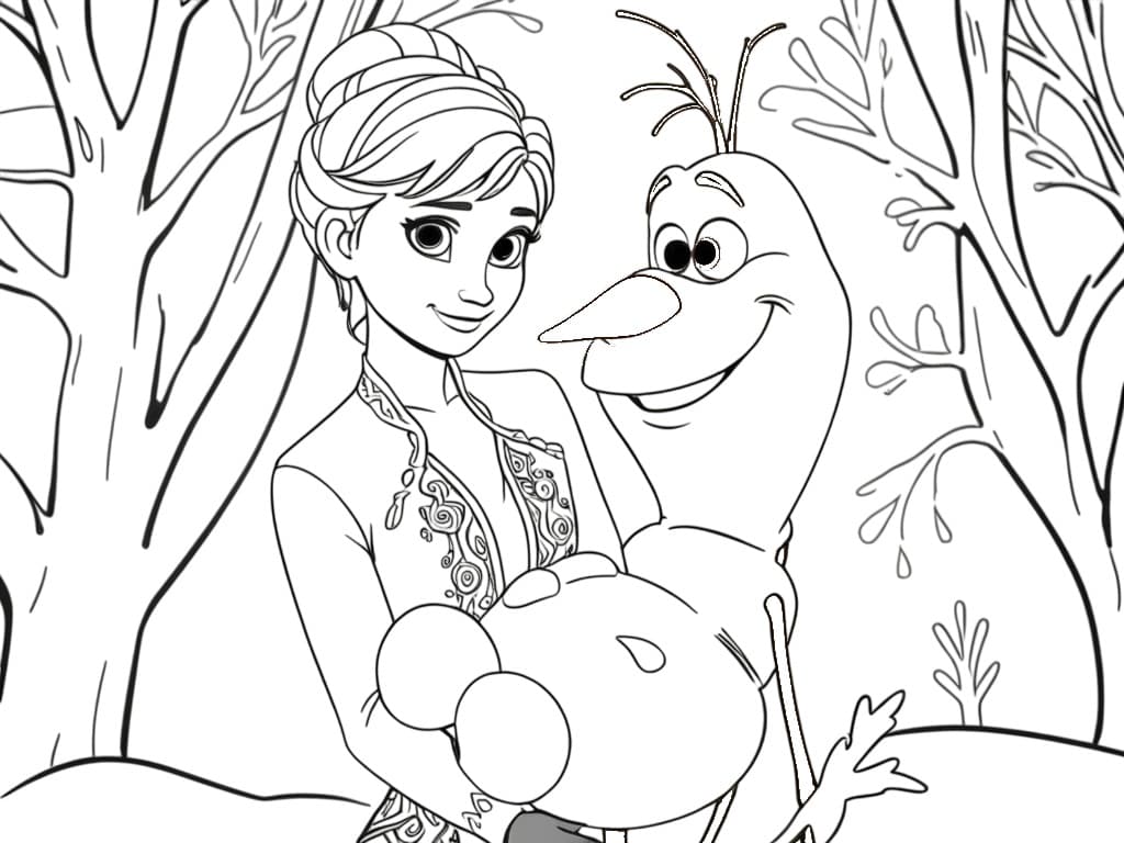 Anna und Olaf Ausmalbild