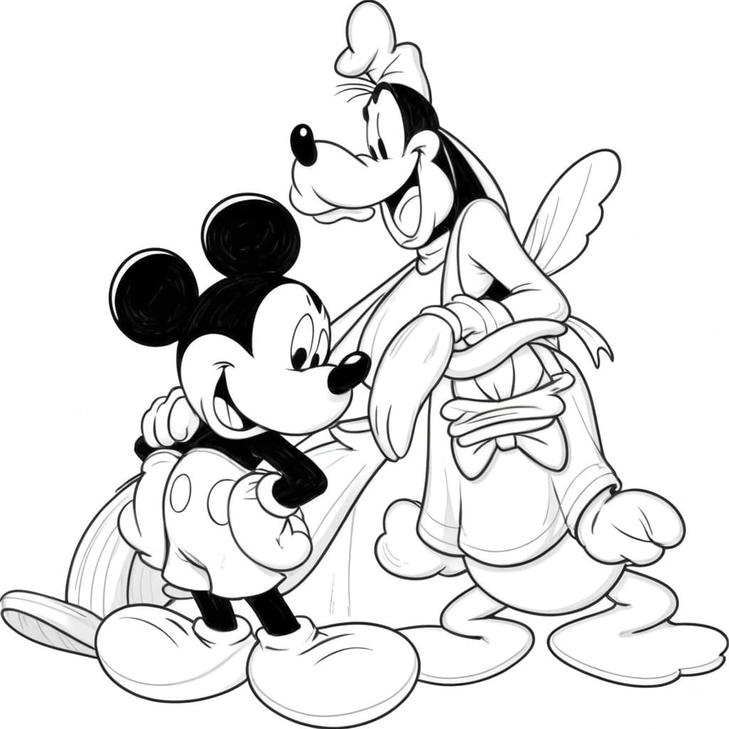 Micky, Donald und Goofy Ausmalbild