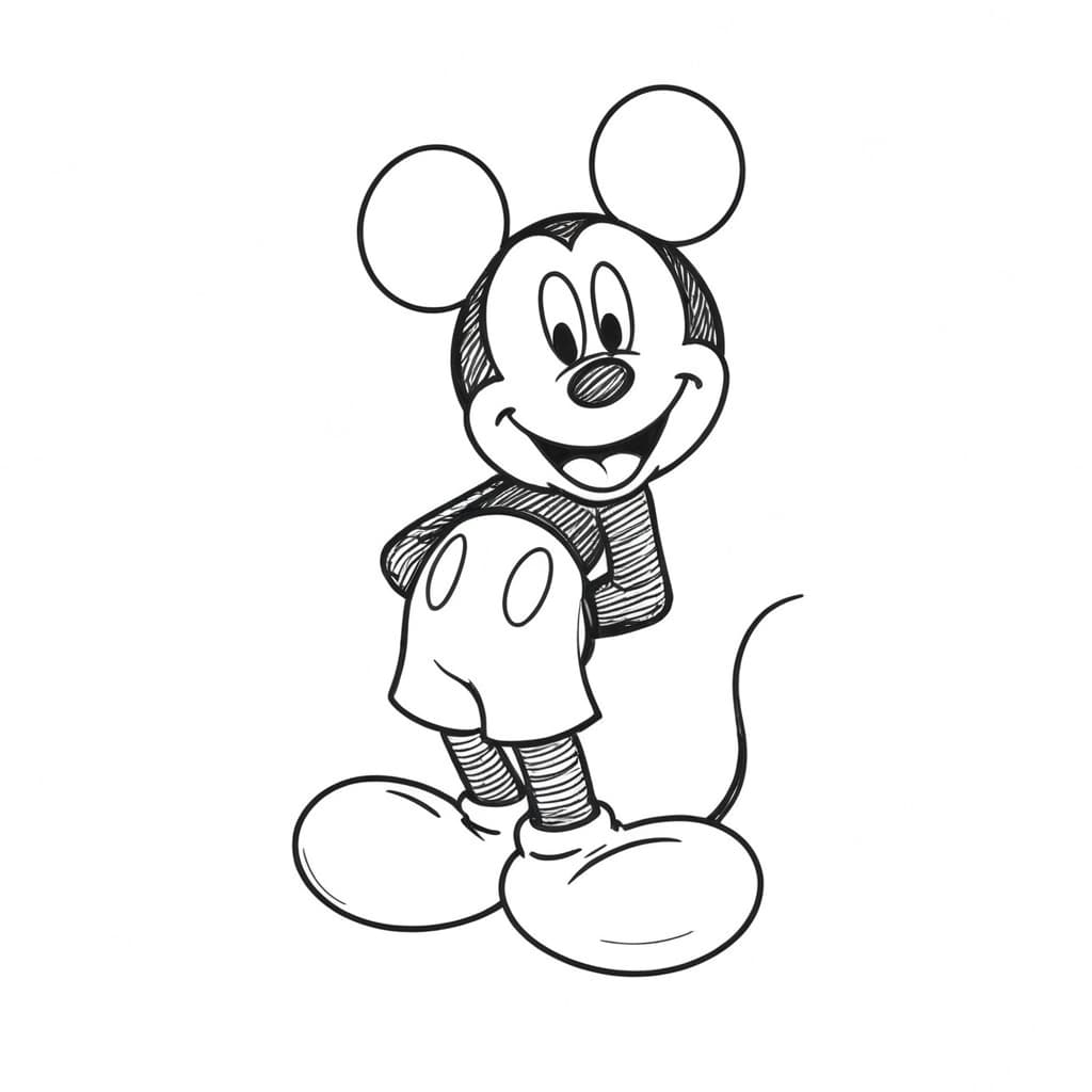 Micky macht Pose Ausmalbild