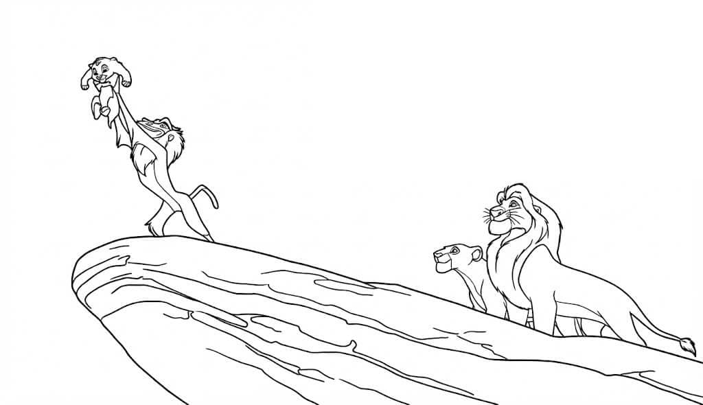 Simba auf dem Koenigsfelsen Ausmalbild
