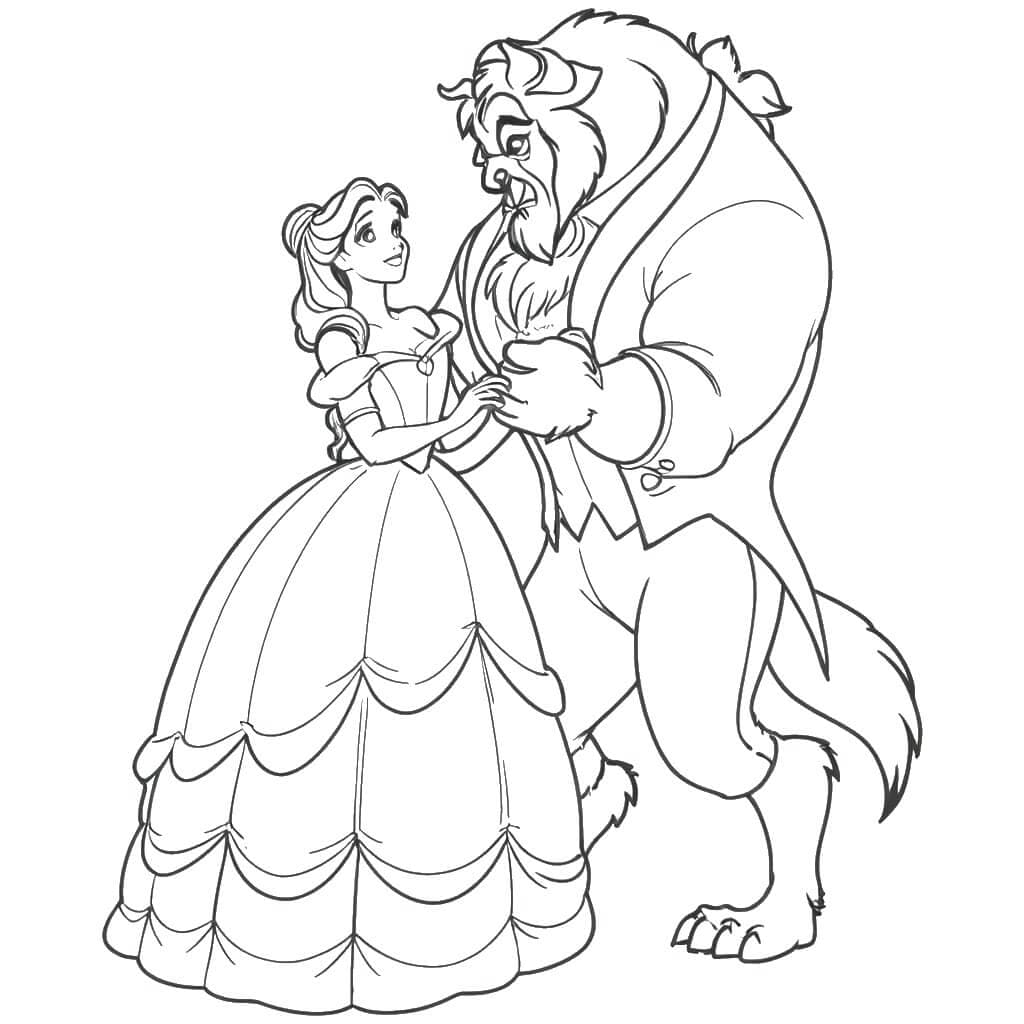Belle und das Biest Ausmalbild