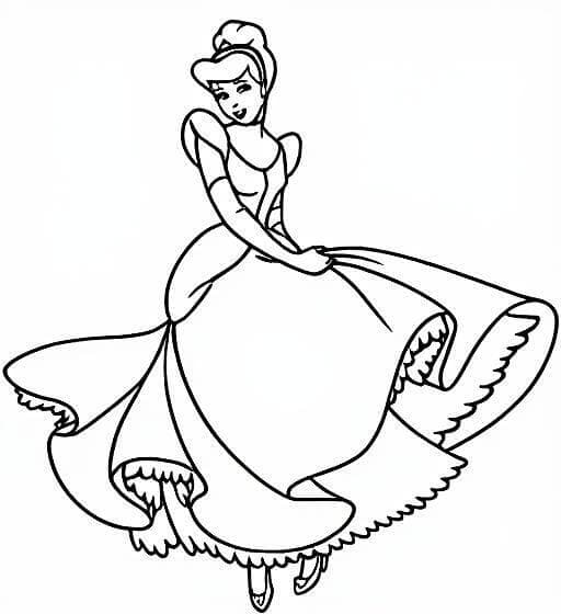 Cinderella Tanz im Kleid Ausmalbild