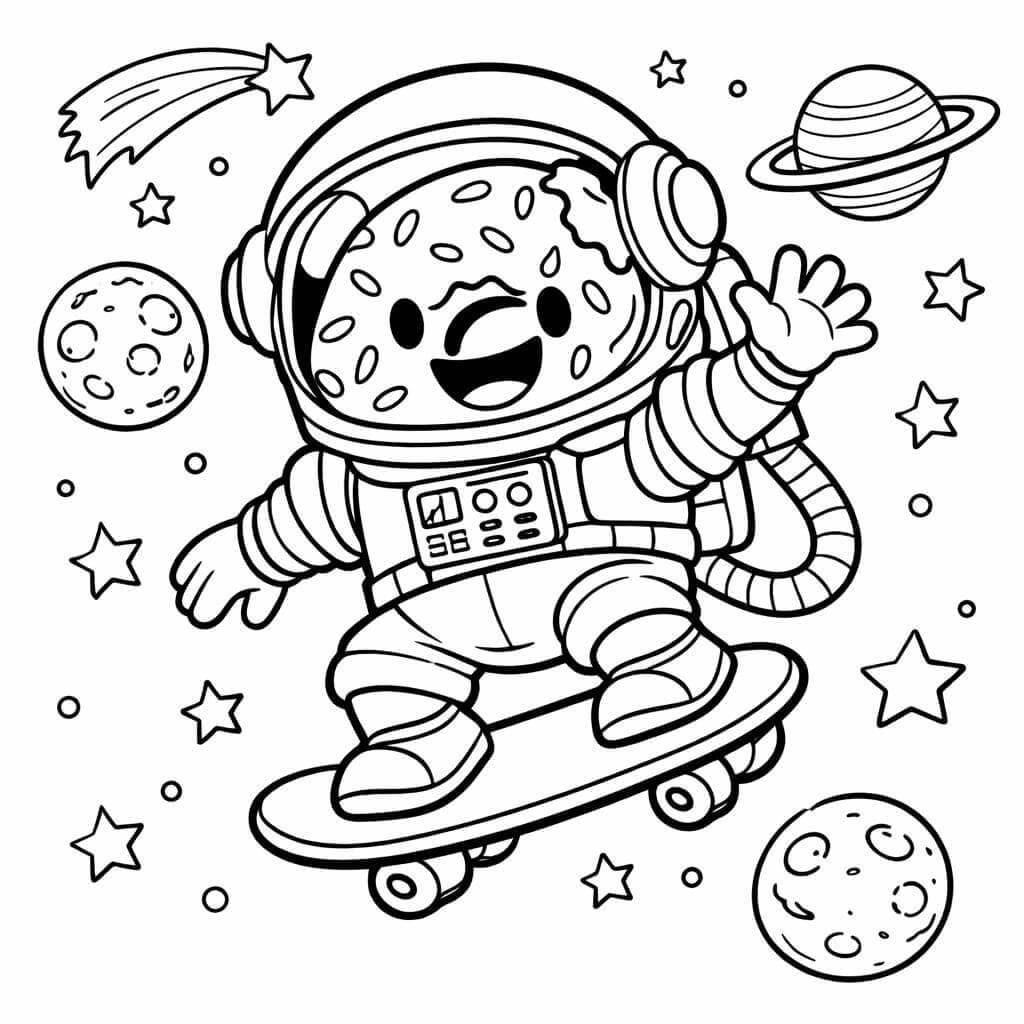 Astronauten-Donut Ausmalbild