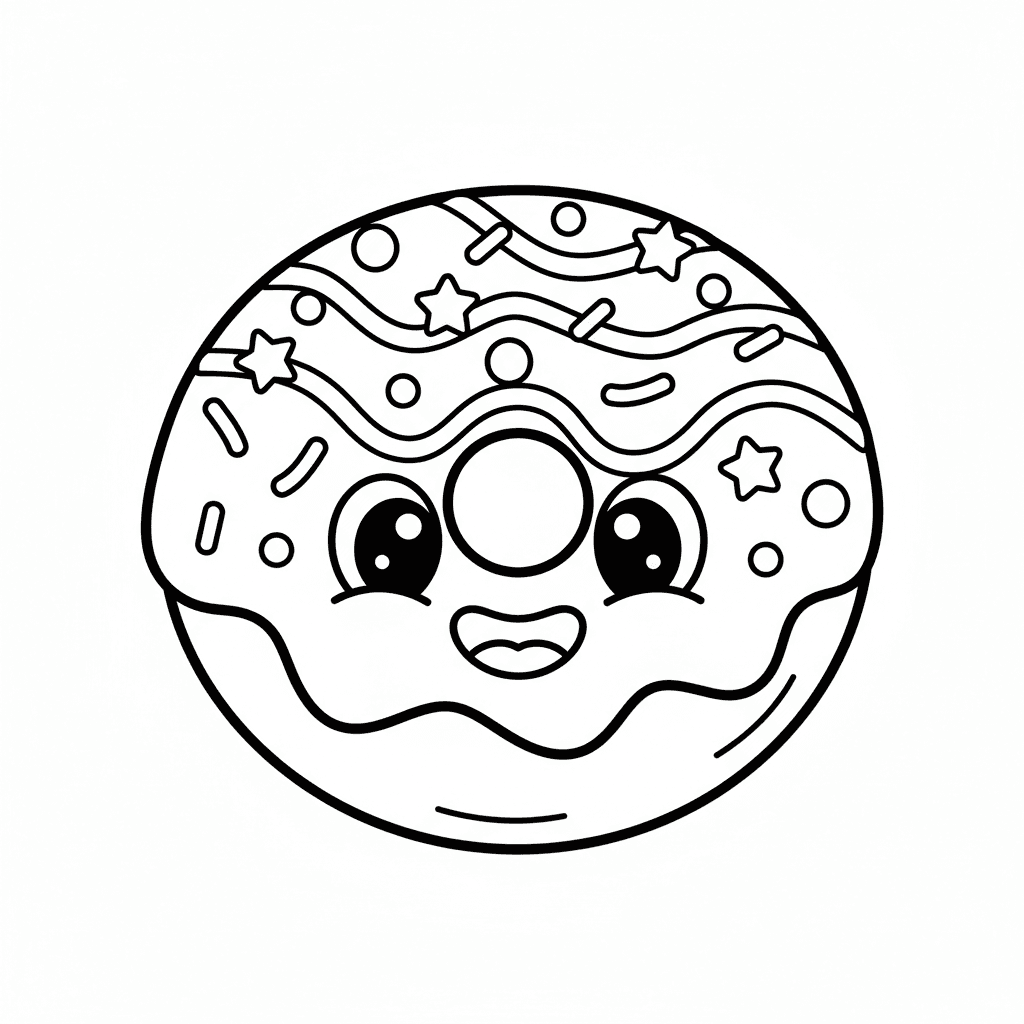 Lächelnder Donut Ausmalbild
