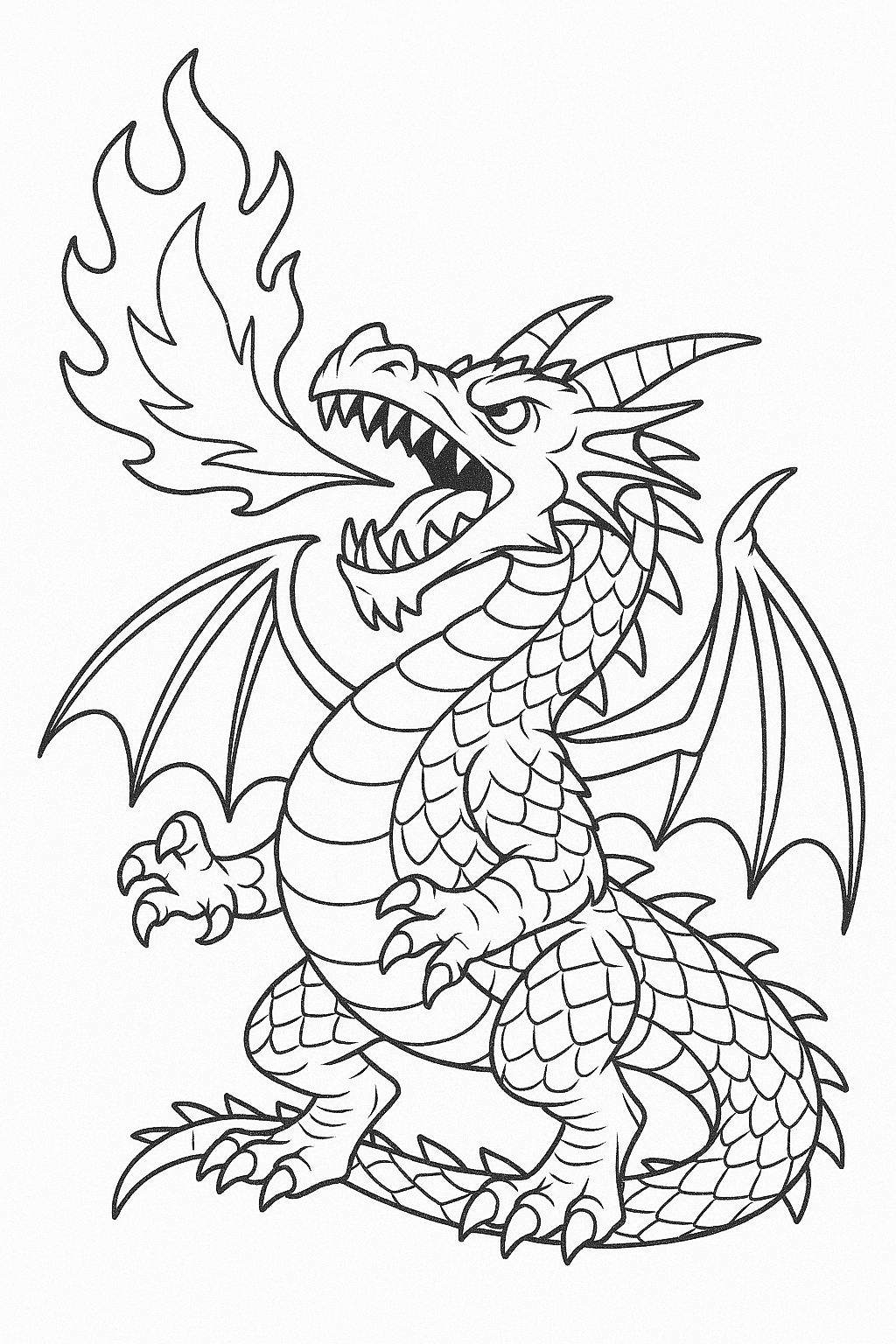 Feuer-Drache zum Ausmalen