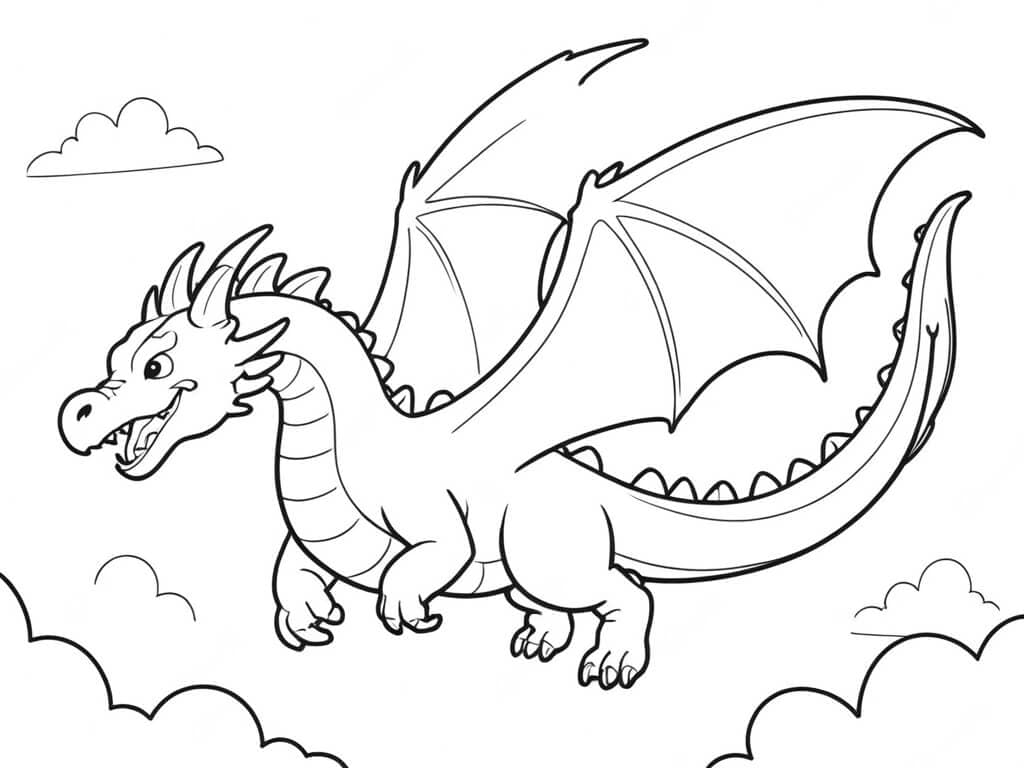 Fliegender Drache zum Ausmalen