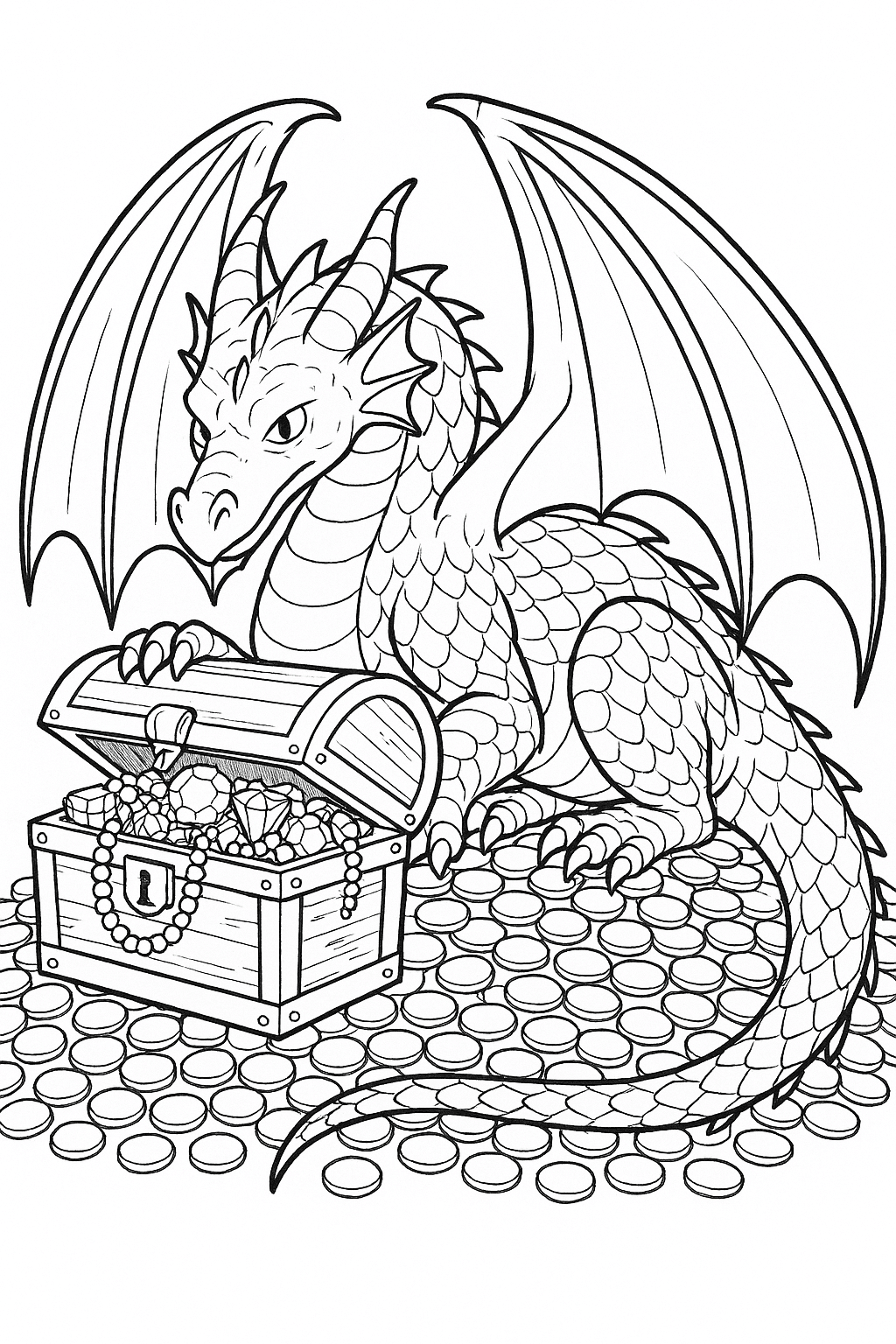 Schatzwächter-Drache zum Ausmalen
