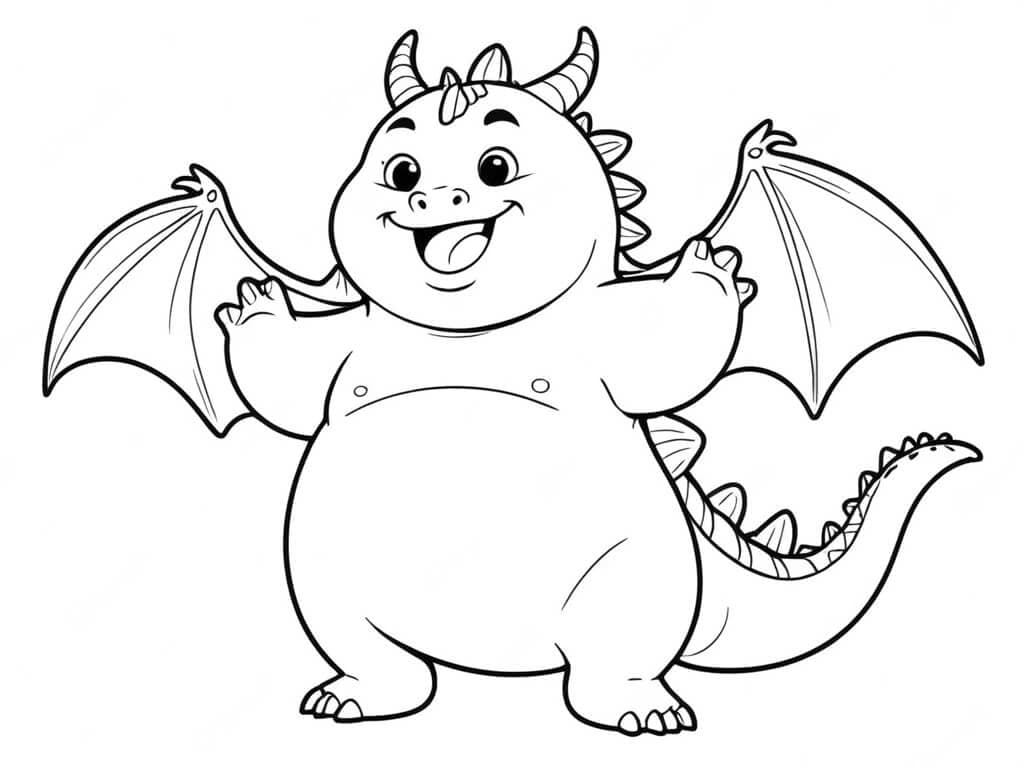 Tanzender Drache zum Ausmalen