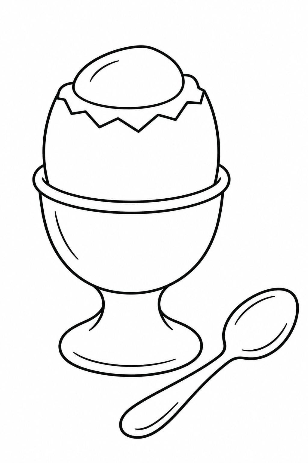Frühstücksei im Eierbecher mit Löffel Ausmalbild