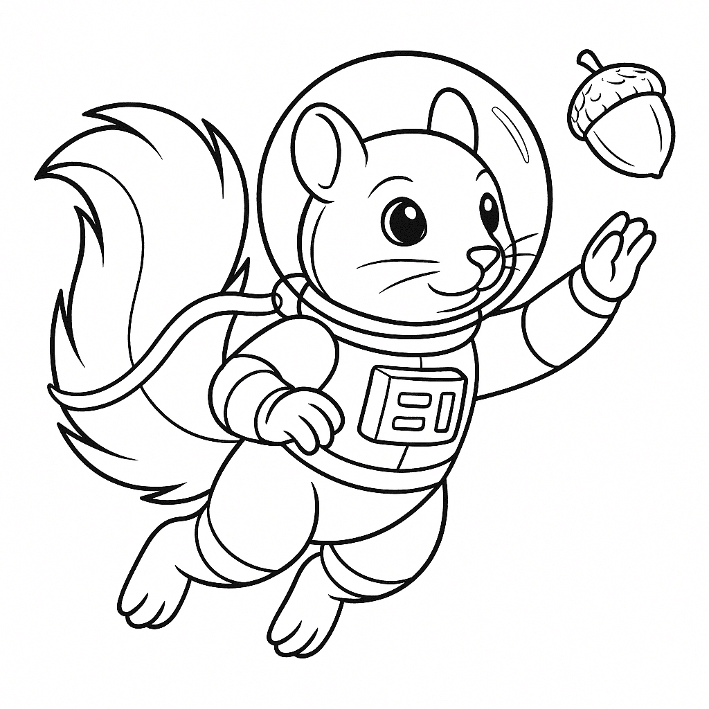 Astronauten-Eichhörnchen Ausmalbild