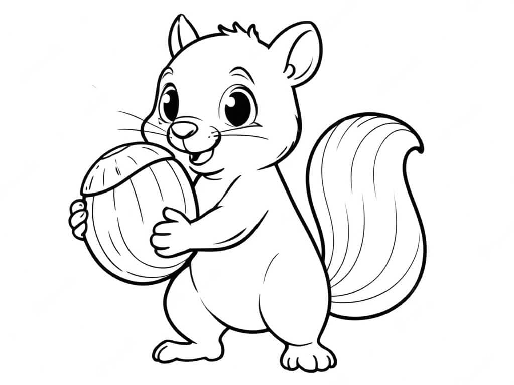 Glückliches Eichhörnchen Ausmalbild