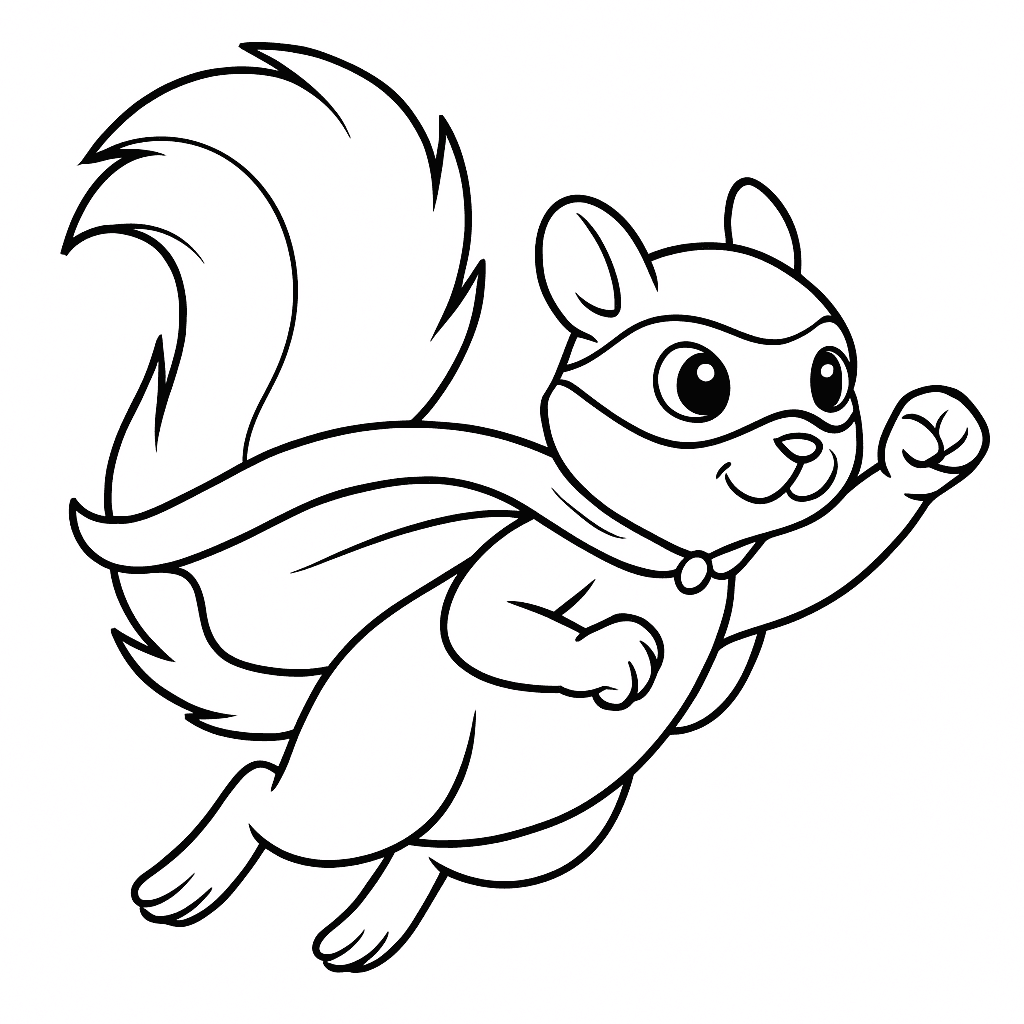 Superheld-Eichhörnchen Ausmalbild
