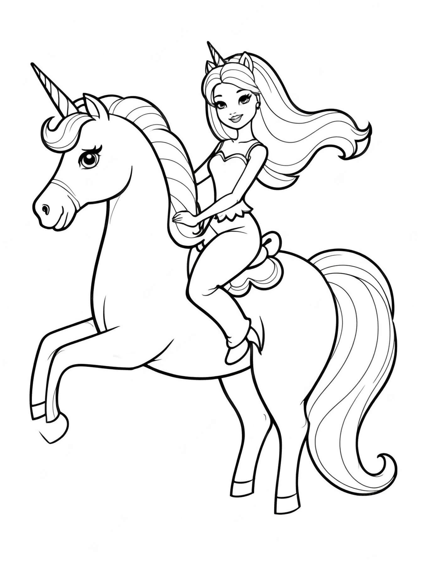 Einhorn im Barbie-Stil Ausmalbild