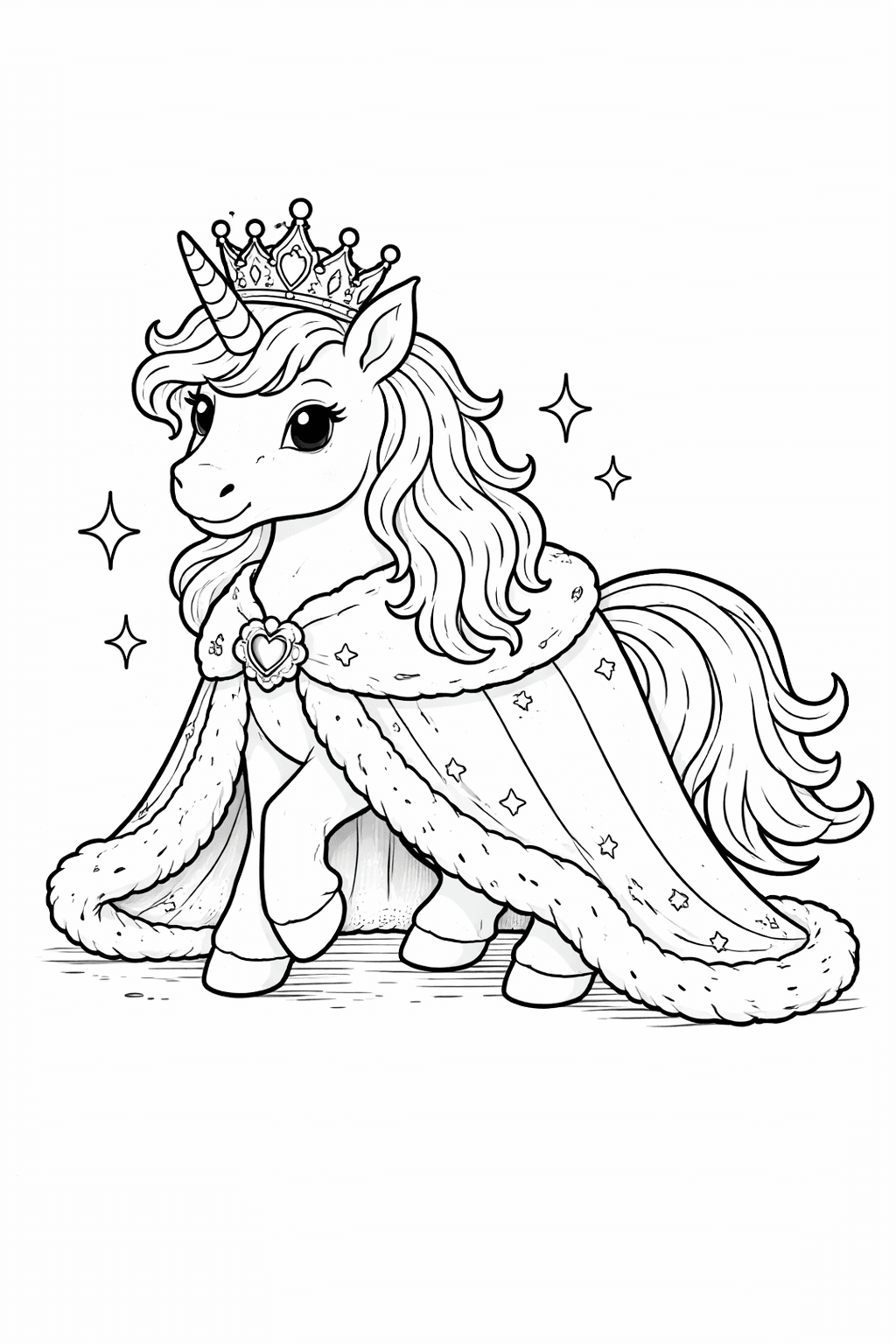 Einhorn mit Krone Ausmalbild