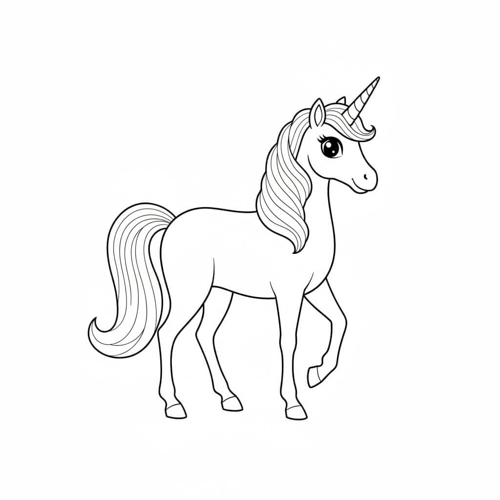 Klassisches Einhorn Ausmalbild