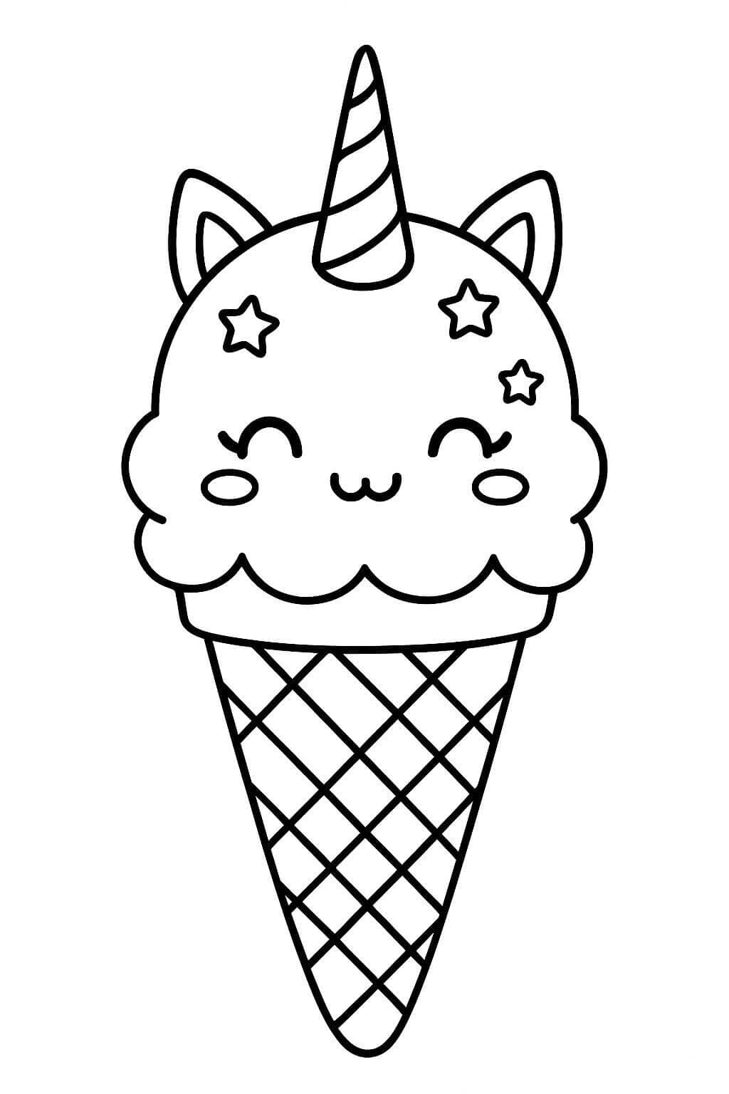 Einhorn-Eis Ausmalbild