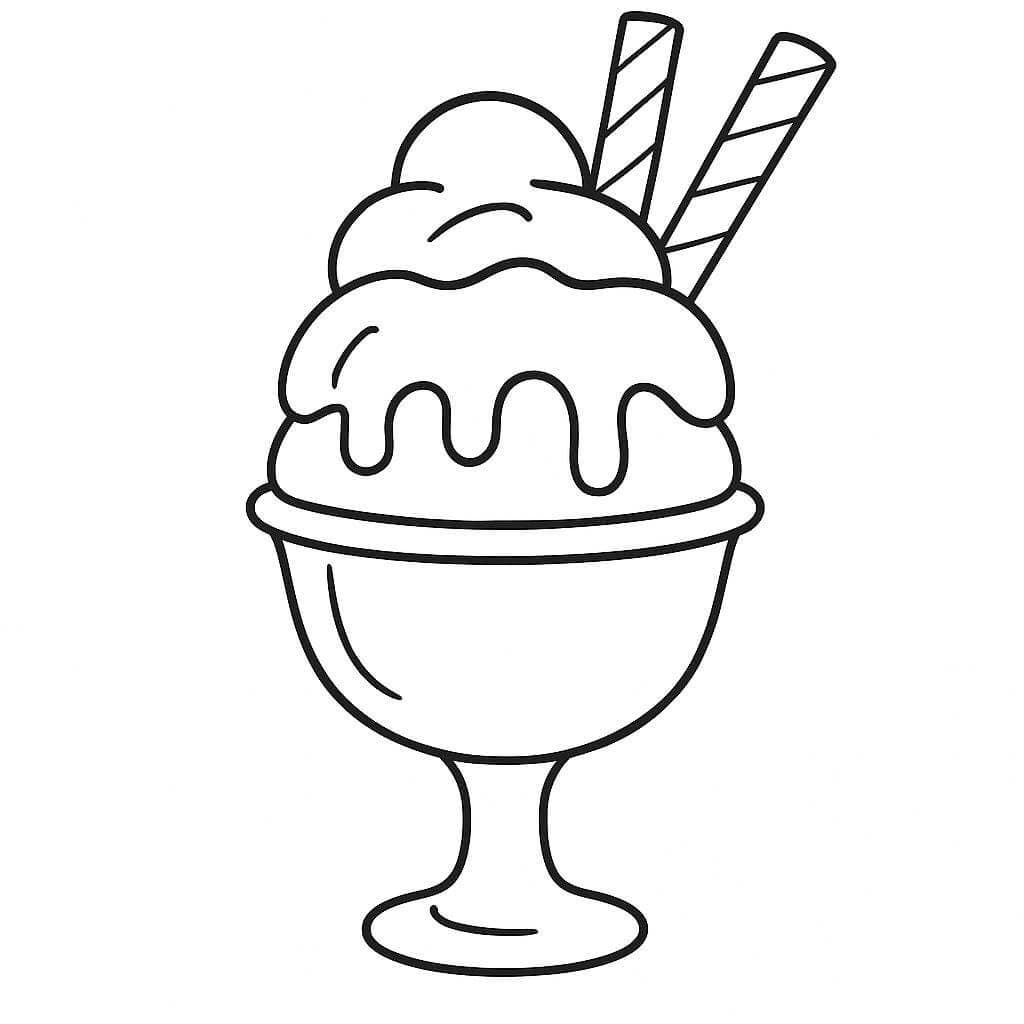 Eisbecher mit Fruchtscheiben Ausmalbild