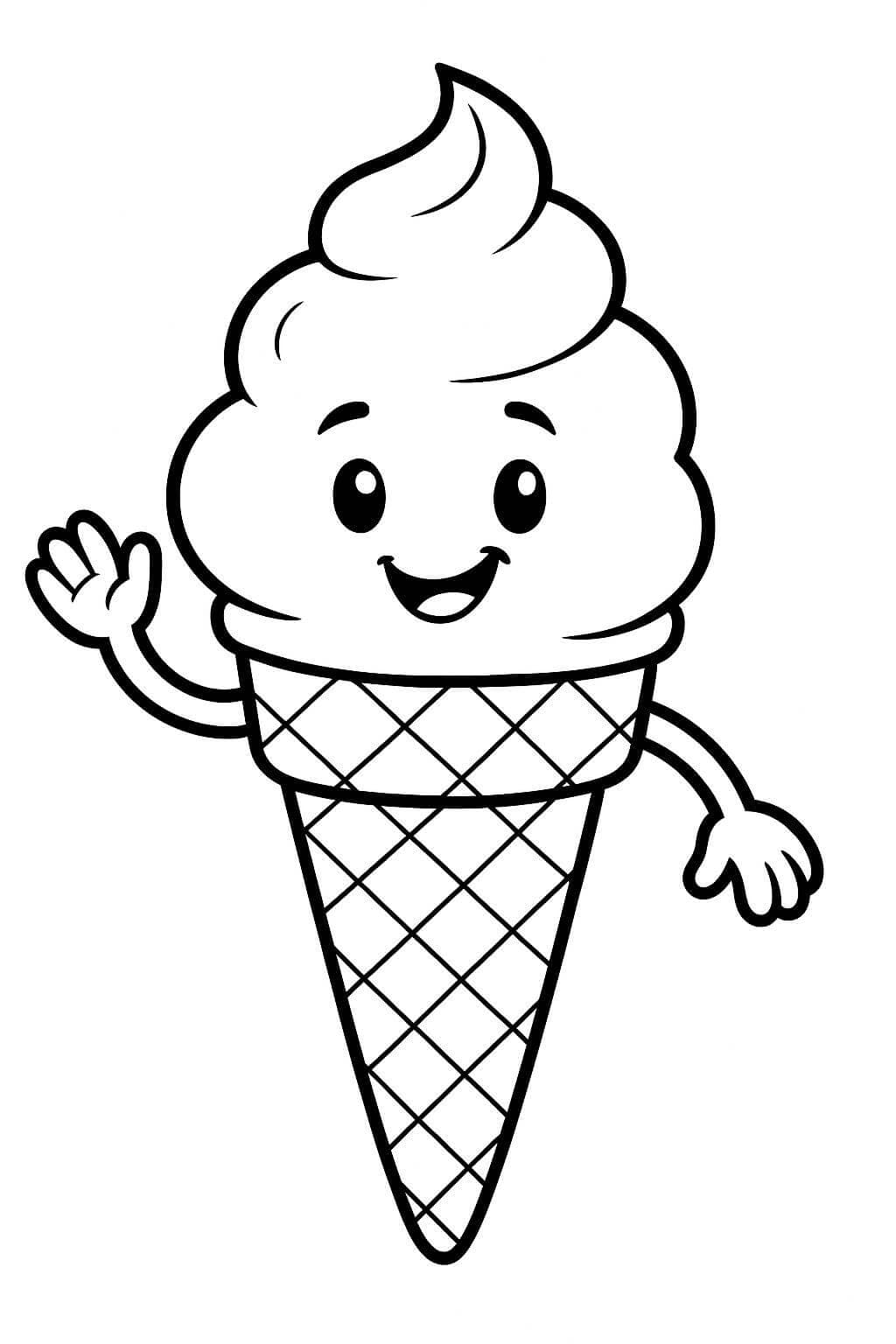 Lächelndes Eis Ausmalbild