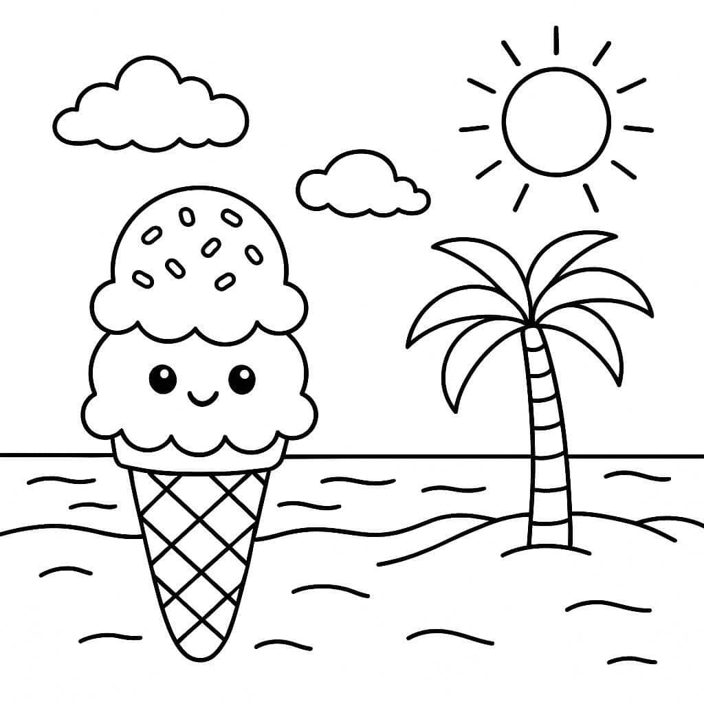 Strand-Eis Ausmalbild