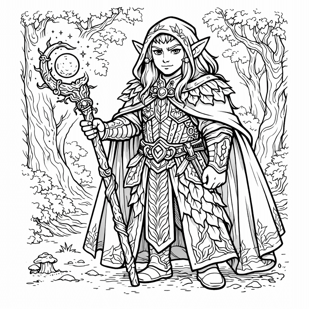 Elf mit Zauberstab Ausmalbild