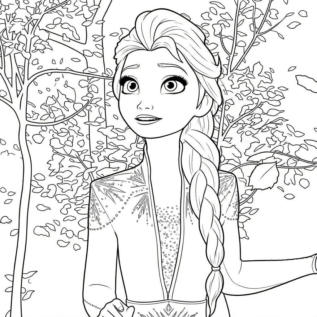Elsa in der Natur – kostenlose Malvorlage zum Ausdrucken