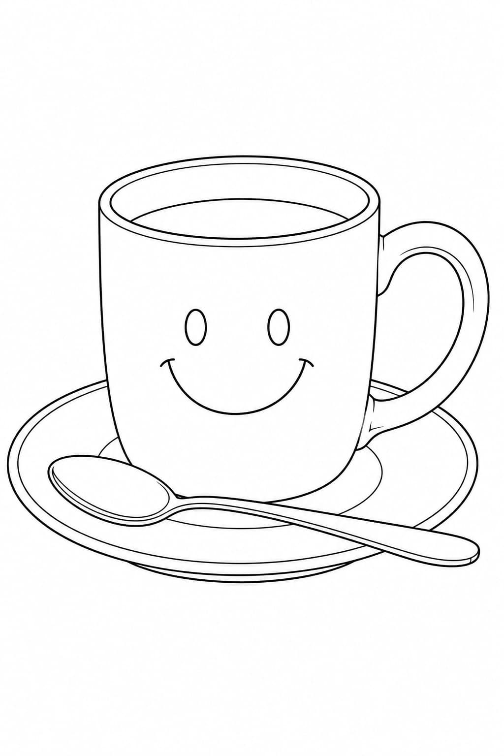 Realistische Emoji-Tasse – realistische Malvorlage in Schwarz-Weiß