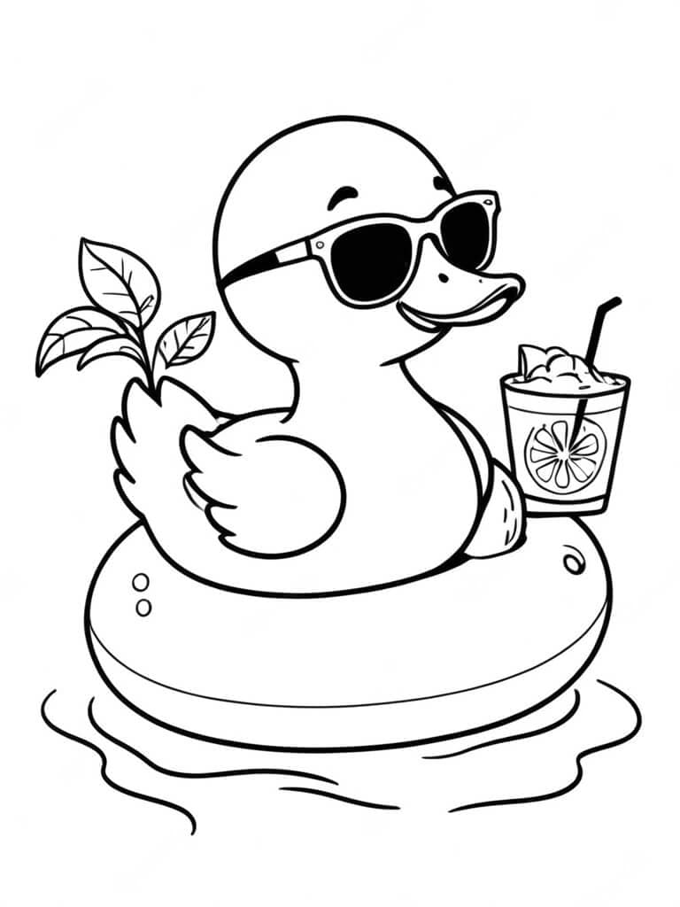 Ente mit Sonnenbrille Ausmalbild