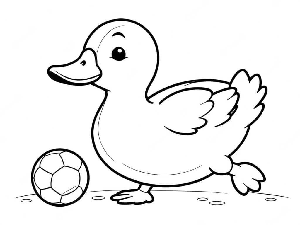 Ente spielt Fußball Ausmalbild