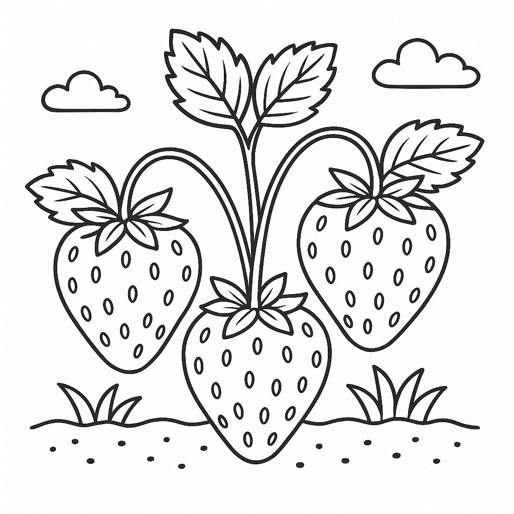 Erdbeeren aus dem Garten zum Ausmalen
