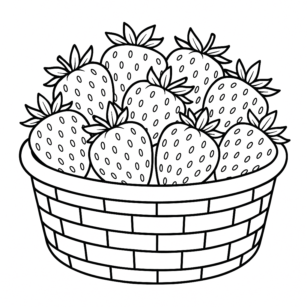 Korb mit Erdbeeren zum Ausmalen
