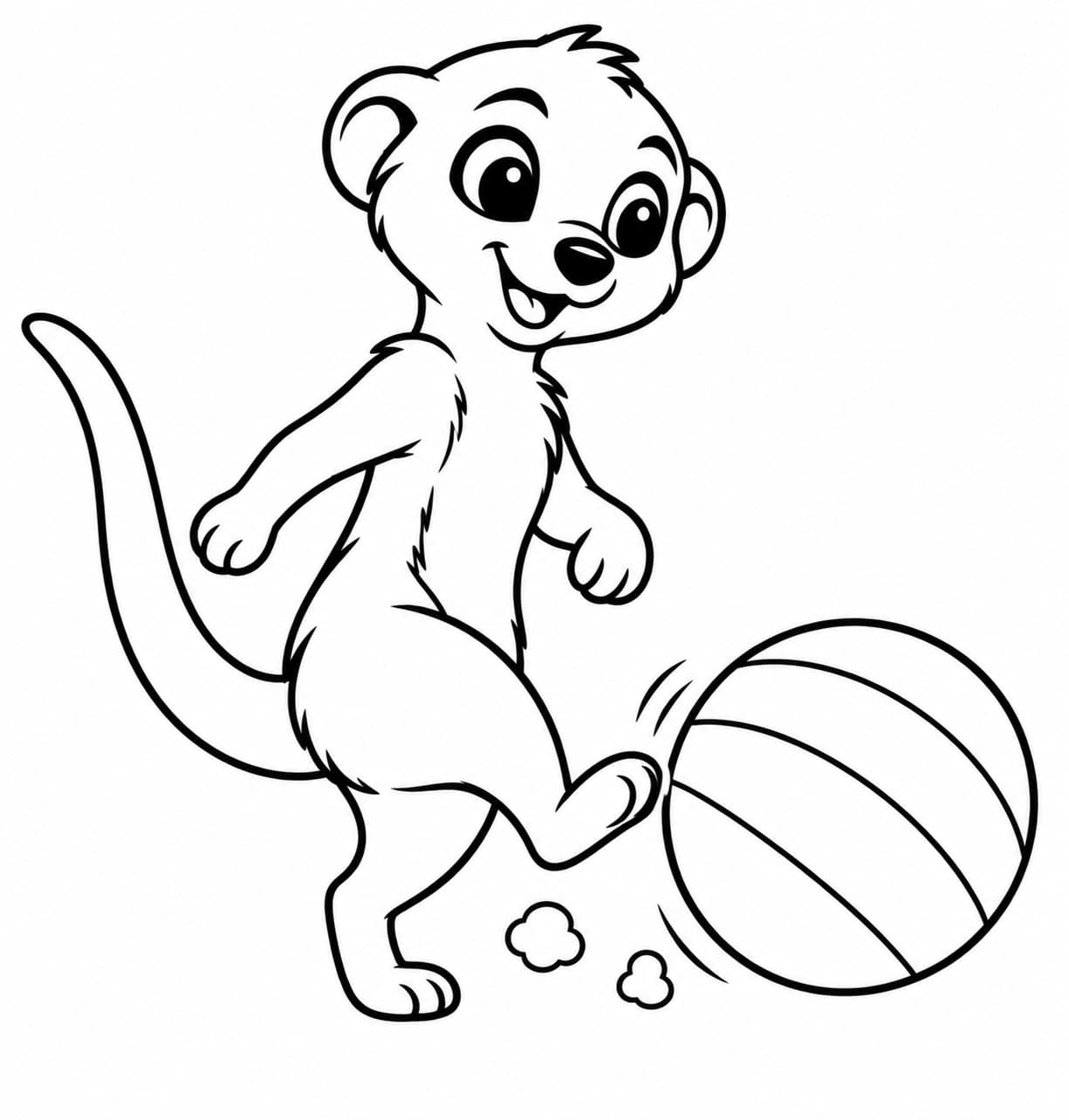 Erdmännchen spielt mit einem Ball Ausmalbild