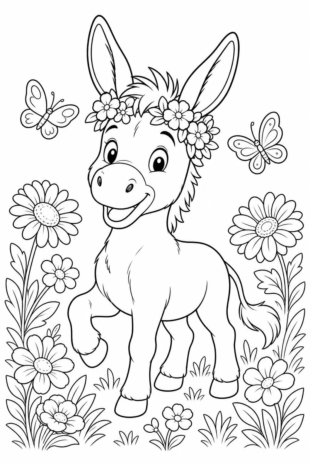 Niedlicher Esel Ausmalbild