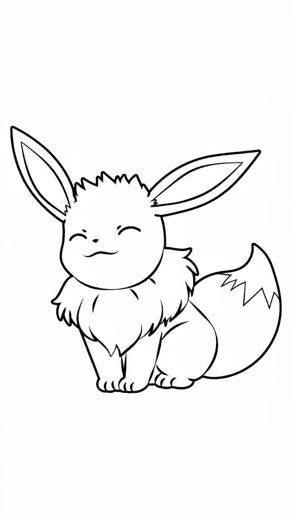 Lächelndes Evoli – kostenlose Pokémon-Malvorlage zum Ausdrucken
