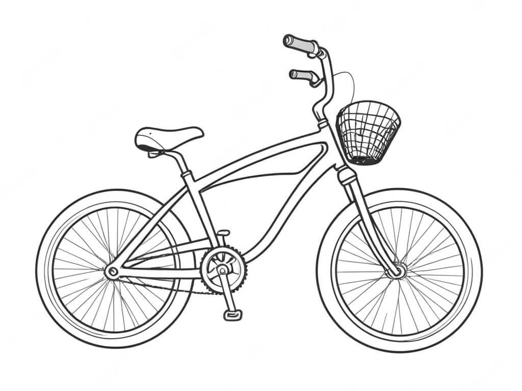 Fahrrad mit Korb Ausmalbild
