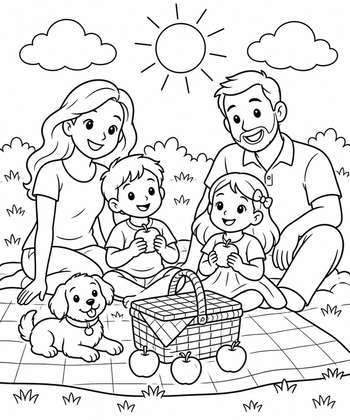 Familie beim Picknick Ausmalbild