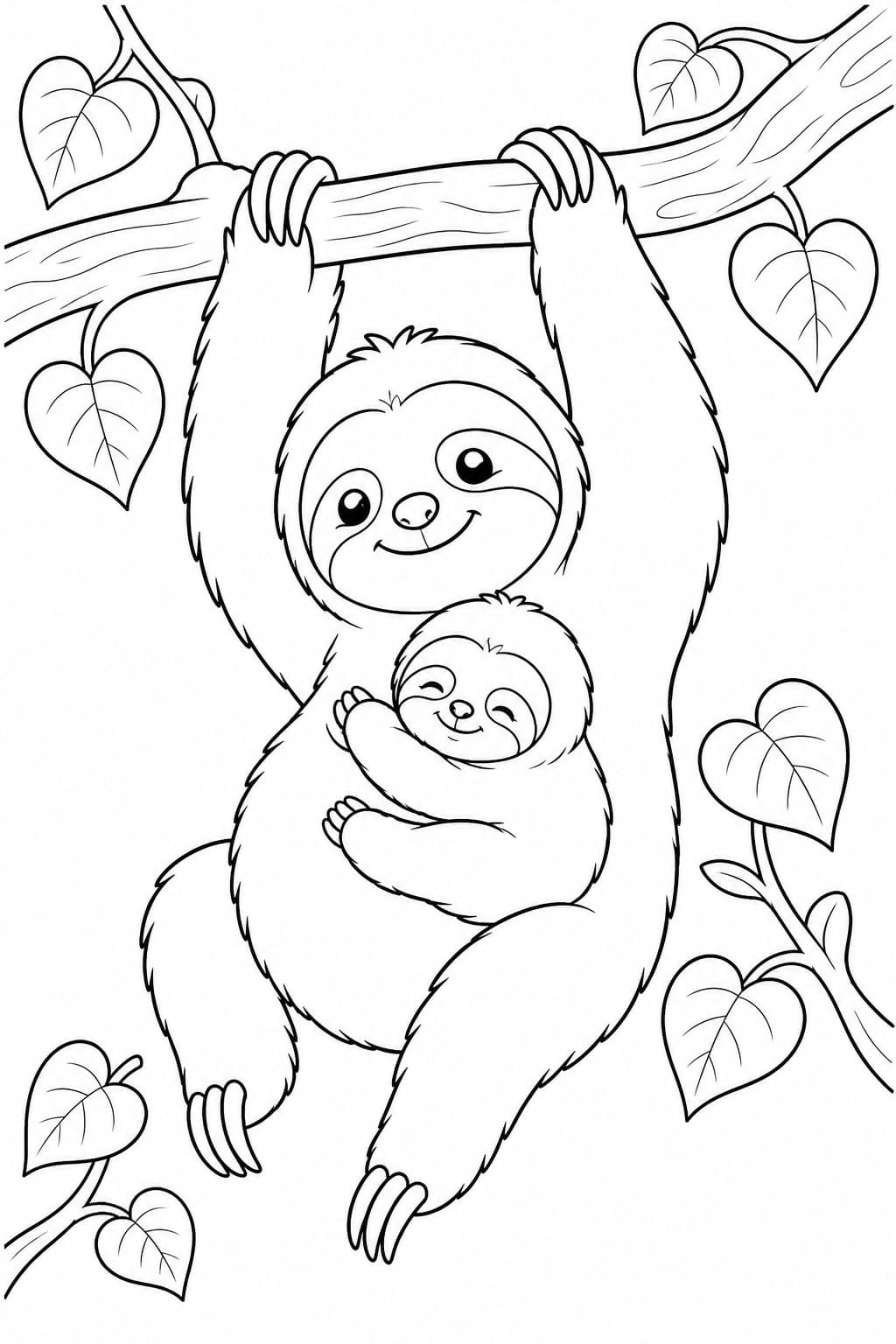 Faultierbaby Ausmalbild