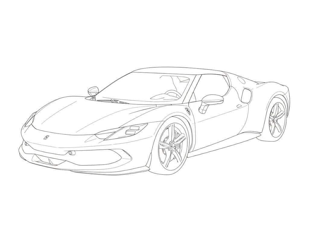 Ferrari 296 GTS gelb Ausmalbild