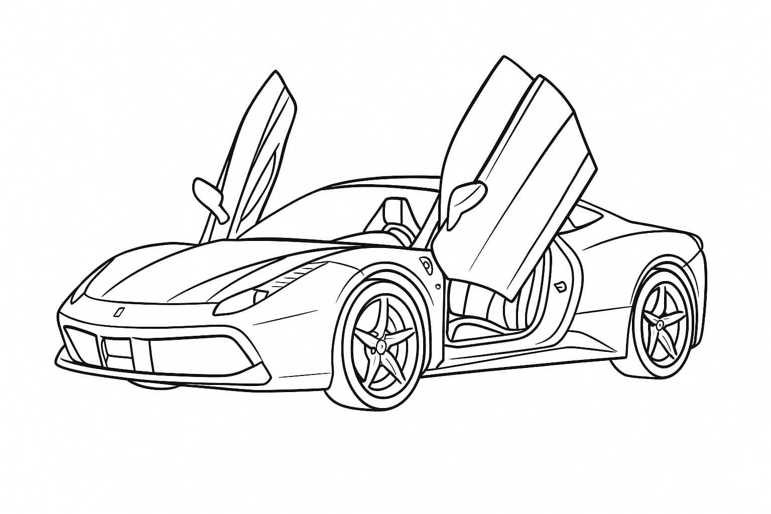 Ferrari mit offenen Türen Ausmalbild
