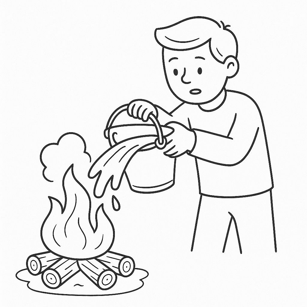 Feuer wird gelöscht Ausmalbild